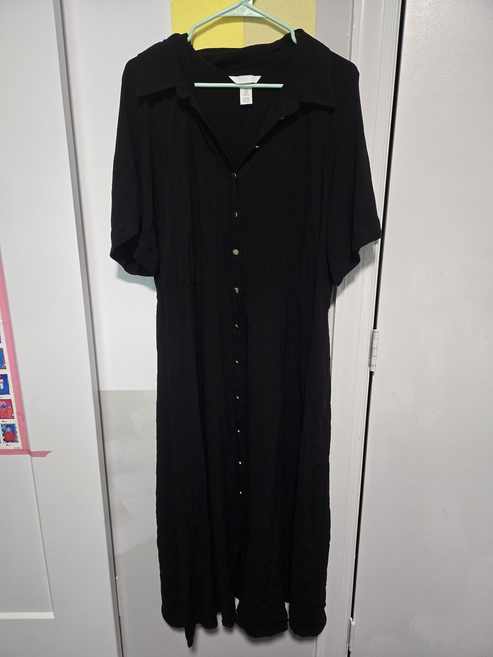 H&M Black Collared Button-Front Dress